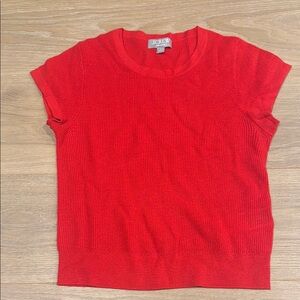 J. Crew Bright Red Short Sleeve Cashmere Sweater